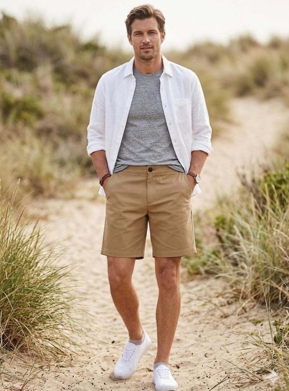 The Kooples Beige Chino Bermuda Shorts